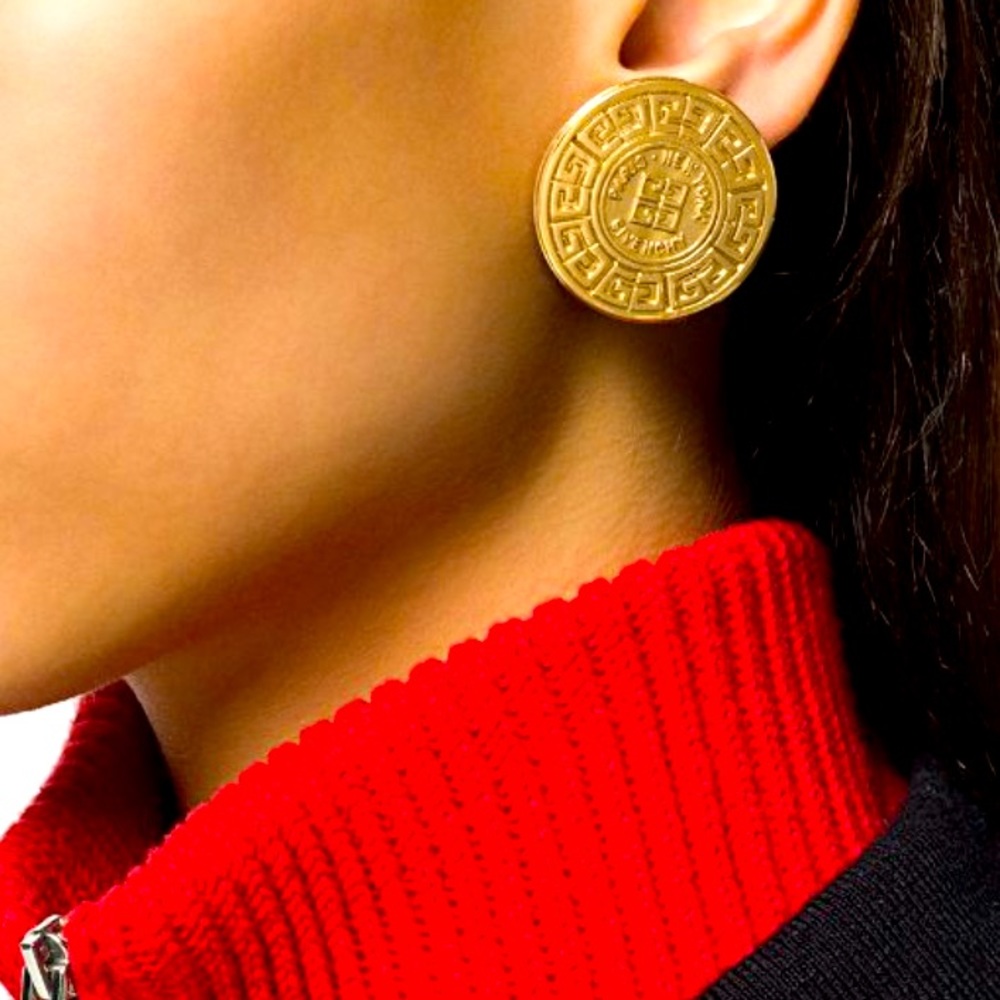 Givenchy Vintage Logo Embellished Pendant Earrings